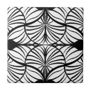Carreau Elégant Art Déco pétoncles Gouache Noir & Blanc