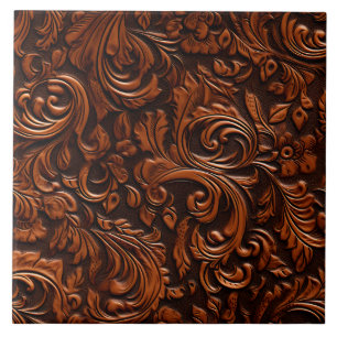 Carreau Élégant baroque élégant Faux Embossé Cuir