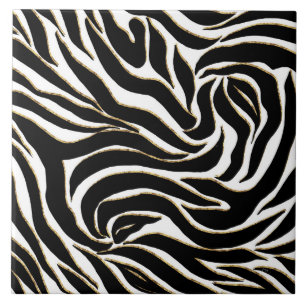 Carreau Elégant Black Gold Zebra Poster de animal blanc