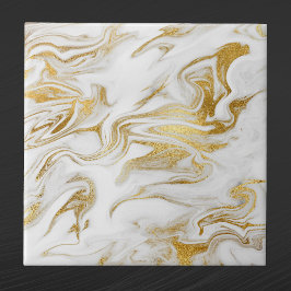 Carreau Elégant Blanc Or Faux Marbre Noël