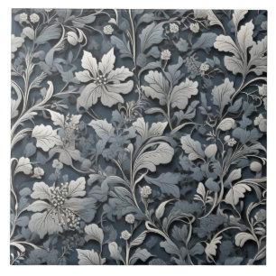Carreau Elégant bleu poussiéreux argent blanc gris gris fl