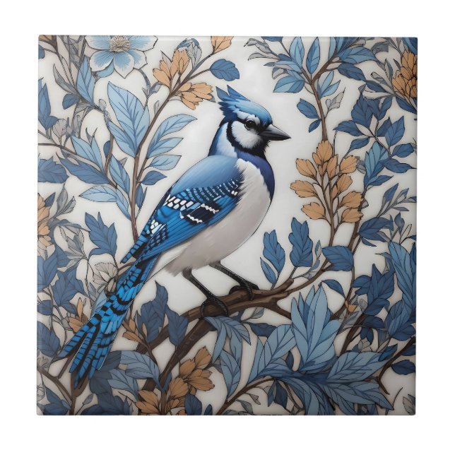 Carreau Elégant Blue Jay William Morris inspiré (Devant)