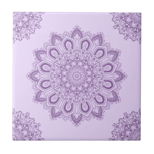 Carreau Elégant Boho Lavender Purple Mandala (Devant)