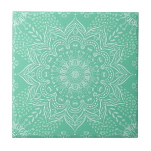 Carreau Elégant Boho vert clair Mandala