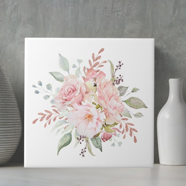 Carreau Élégant bouquet floral rose et pivoine (In situ)