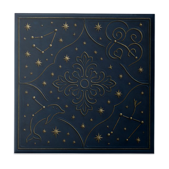 Carreau Elegant Celestial Ceramic Tile (Devant)