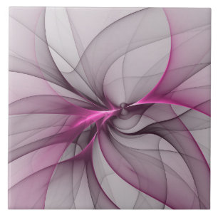 Carreau Élégant Chaos Moderne Art Fractal Abstrait Rose