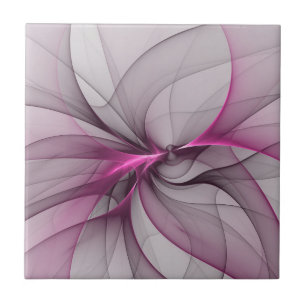 Carreau Élégant Chaos Moderne Art Fractal Abstrait Rose