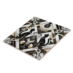 Carreau Élégant chat Art déco