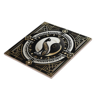 Carreau Élégant chat Art déco