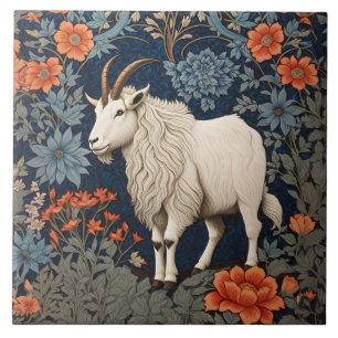 Carreau Élégant chèvre de montagne William Morris inspiré