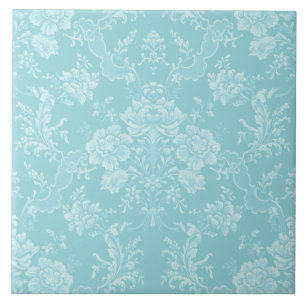 Carreau Élégant Chic Floral Chic Damask-Mint