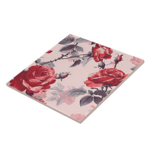 Carreau Elégant Chic Stylish Fleurs Filles Rose tendance
