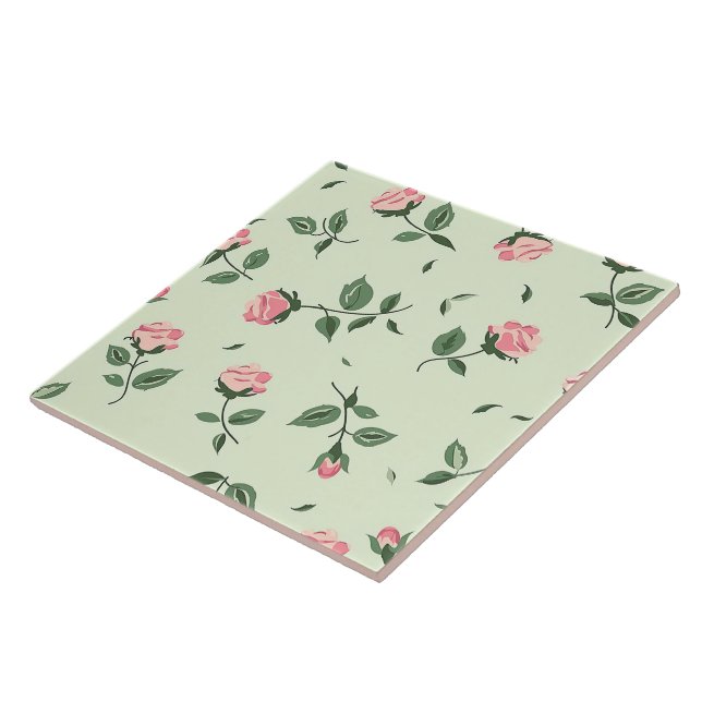 Carreau Elégant Chic Stylish Fleurs Filles Rose tendance (Côté)