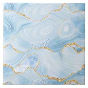 Carreau Élégant Cool Bleu Agate avec ruban Parties scintil