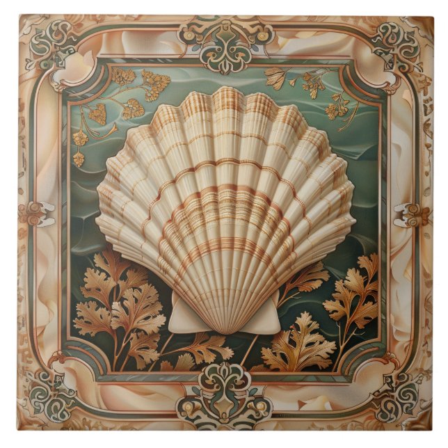 Carreau Elégant Coquillage Art Nouveau Décor (Devant)