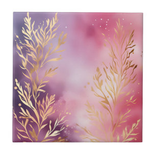 Carreau Elégant corail rose avec or