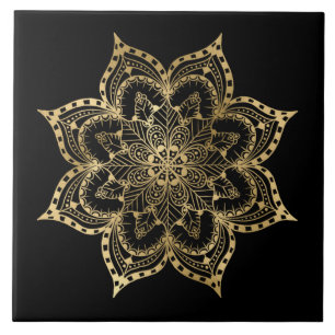 Carreau élégant décor de mandala doré carrelage céramique