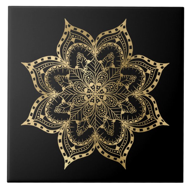 Carreau élégant décor de mandala doré carrelage céramique (Devant)
