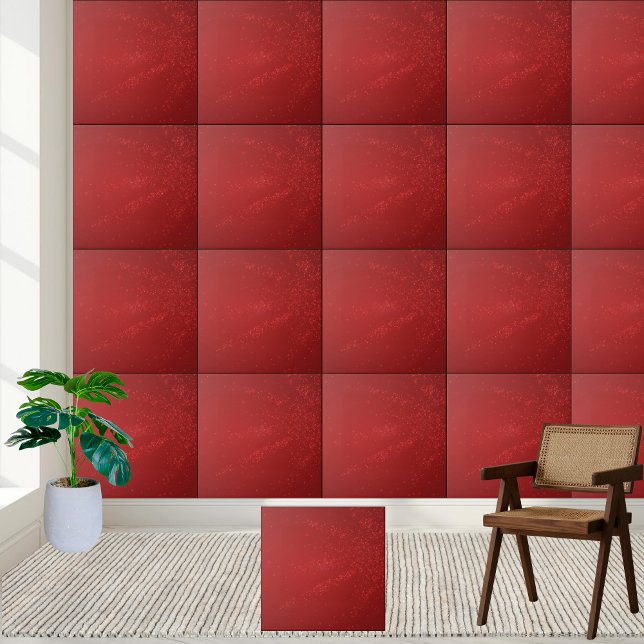 Carreau Élégant flocon rouge de Noël (Elegant Red Christmas Snowflake Sparkle Ceramic Tile)