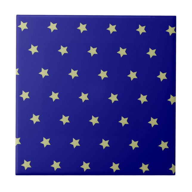 Carreau Elegant Gold & Blue Star Pattern  (Devant)