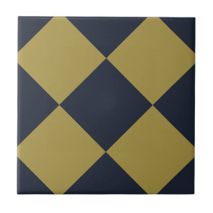 Carreau Elegant Gold & Navy Motif Diamant Bleu
