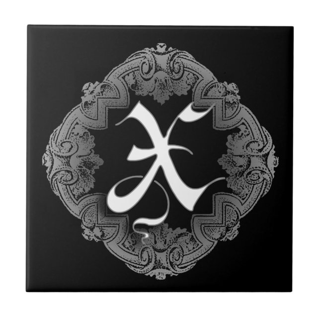 Carreau Élégant Goth Initial N (Devant)