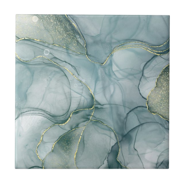 Carreau Elegant Green Marble Pattern Ceramic Tile (Devant)