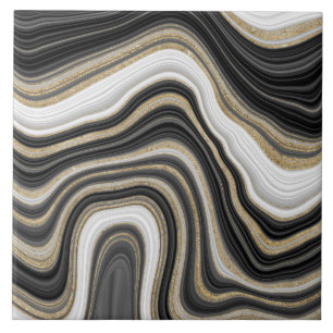 Carreau Elégant luxe noir blanc et or marbre tendance