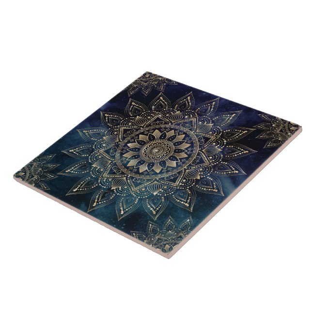 Carreau Elégant Mandala Gold Blue Galaxy (Côté)