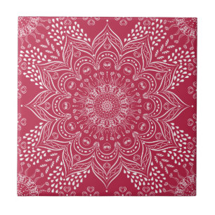 Carreau Élégant Mandala Magenta Rose