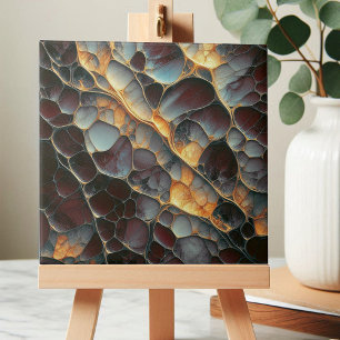 Carreau Elégant marron et pierre Abstraite ambre