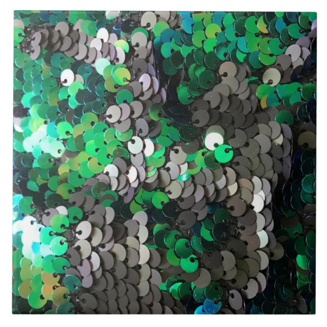 Carreau Elégant moderne et tendance paillettes gris vert (Devant)