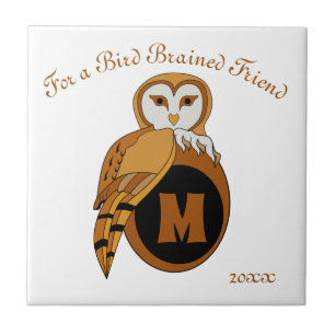 Carreau Élégant monogramme d'Owl Owl