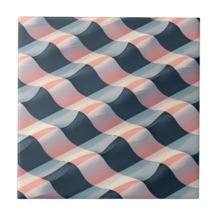 Carreau Élégant Motif 3D Wave en Turquoise, Rose et crème