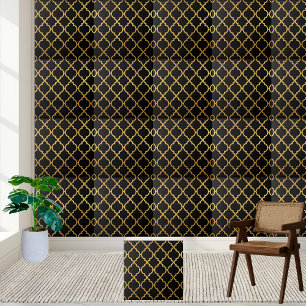 Carreau Élégant Motif de Trellis marocain noir et or