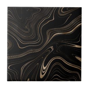Carreau Élégant Motif en marbre noir et or