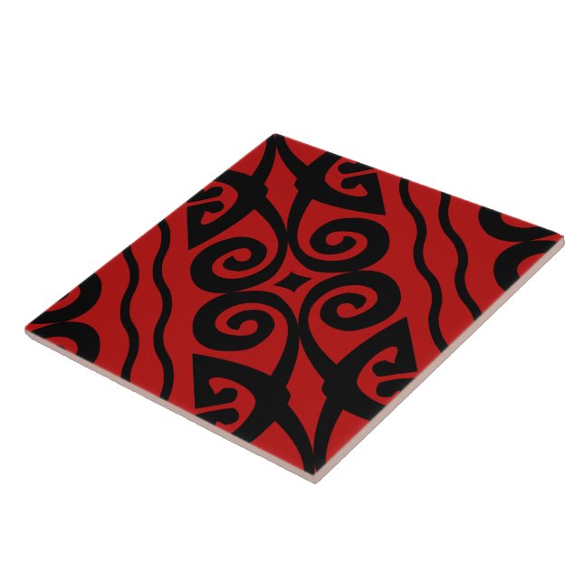 Carreau Élégant Motif moderne noir et rouge (Côté)