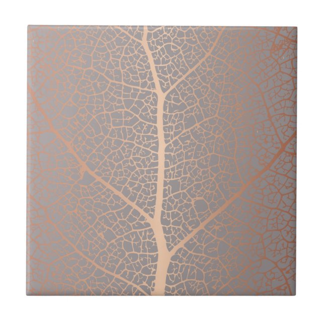 Carreau Élégant Motif Rose Gold Leaf Tree (Devant)