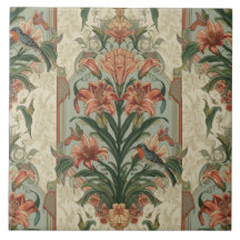 Élégant Nouveauté Florale Vintage Oiseaux