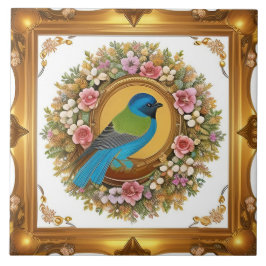 Carreau Élégant oiseau chanteur perché sur la branche flor