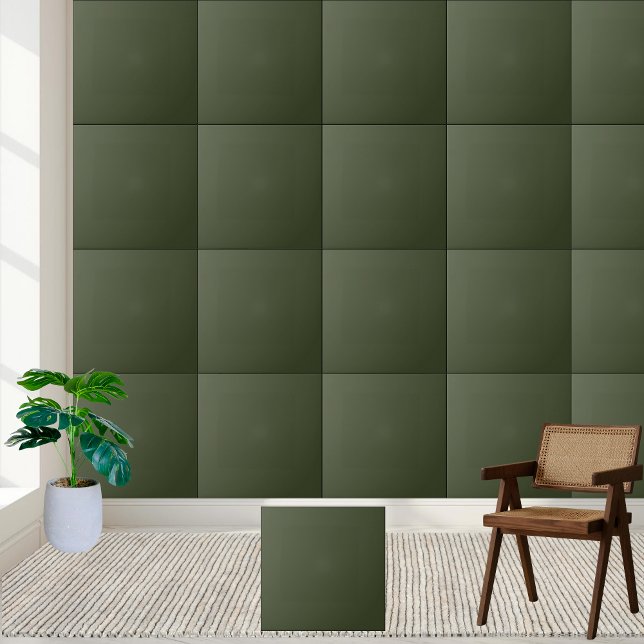 Carreau Élégant Olive profond Vert Solide couleur céramiqu (Elegant Deep Olive Green Solid Color Ceramic Tile)