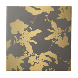 Carreau Elégant or motifs floraux Gris Carrelage céramique