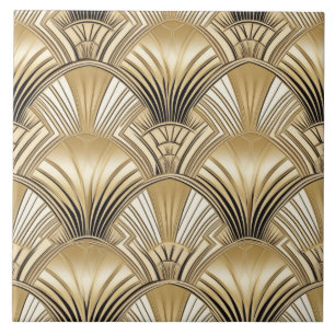 Carreau Elégant or noir art déco motif