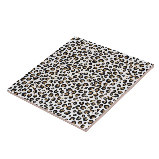 Carreau Élégant Parties scintillant d'or Motif Leopard (Côté)