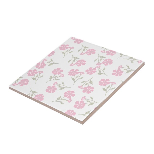 Carreau Elegant Pink Floral Pattern Ceramic Tile for Home  (Côté)