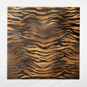 Carreau Élégant Poster de animal de tigre noir en cuivre