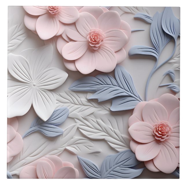 Carreau Élégant relief floral 3D incorporé (Devant)