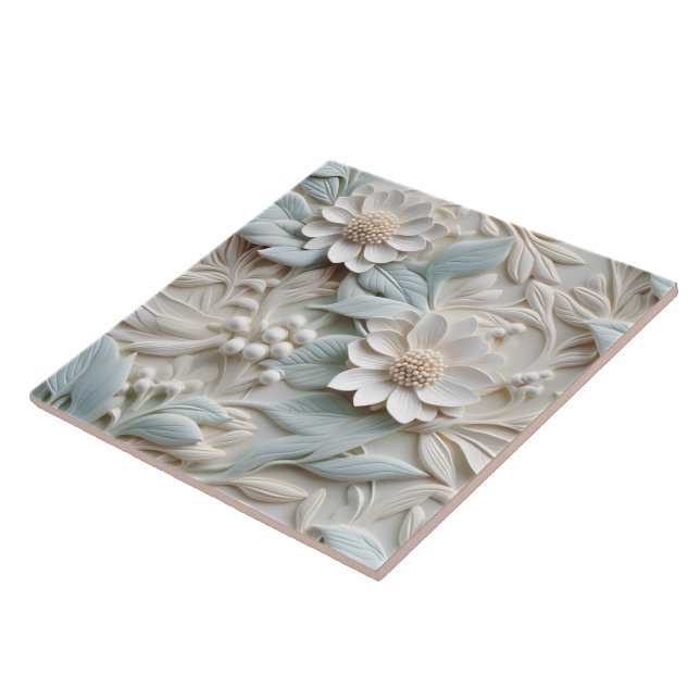 Carreau Élégant relief floral 3D incorporé (Côté)