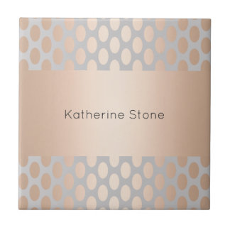 Carreau Elégant Rose de poussins or Pois Motif Grey